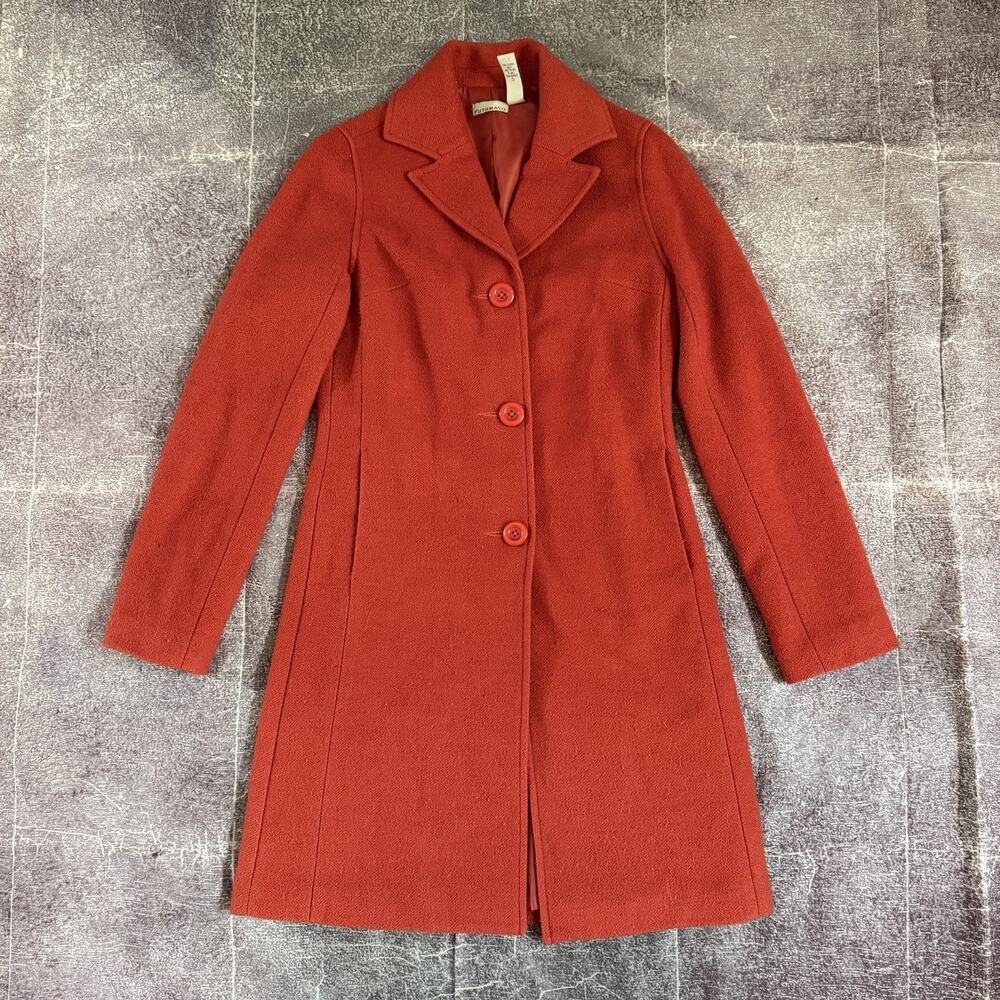 Women's Vintage 90's Putumayo Wool Blend Herringbone Tweed Orange Jacket Sz XS
